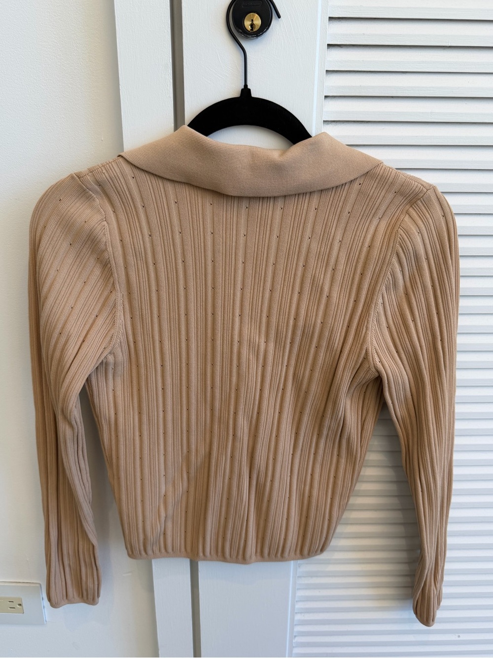 Sandro Camel Ribbed Knit Button-Front Jacket - Picture 3 of 9